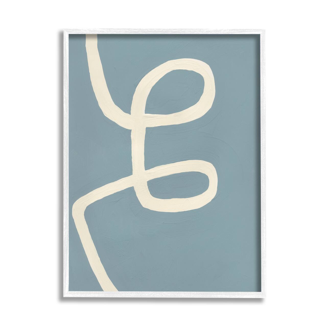 Stupell Industries Blue Abstract Curve White Framed Wall Art